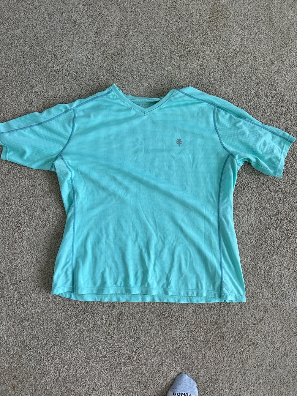 Coolibar Aqua Teal V-Neck Sun Protective Tee